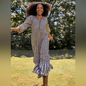 Faherty Phoebe Long Sleeve Maxi Dress Wildwood Vines Size XS